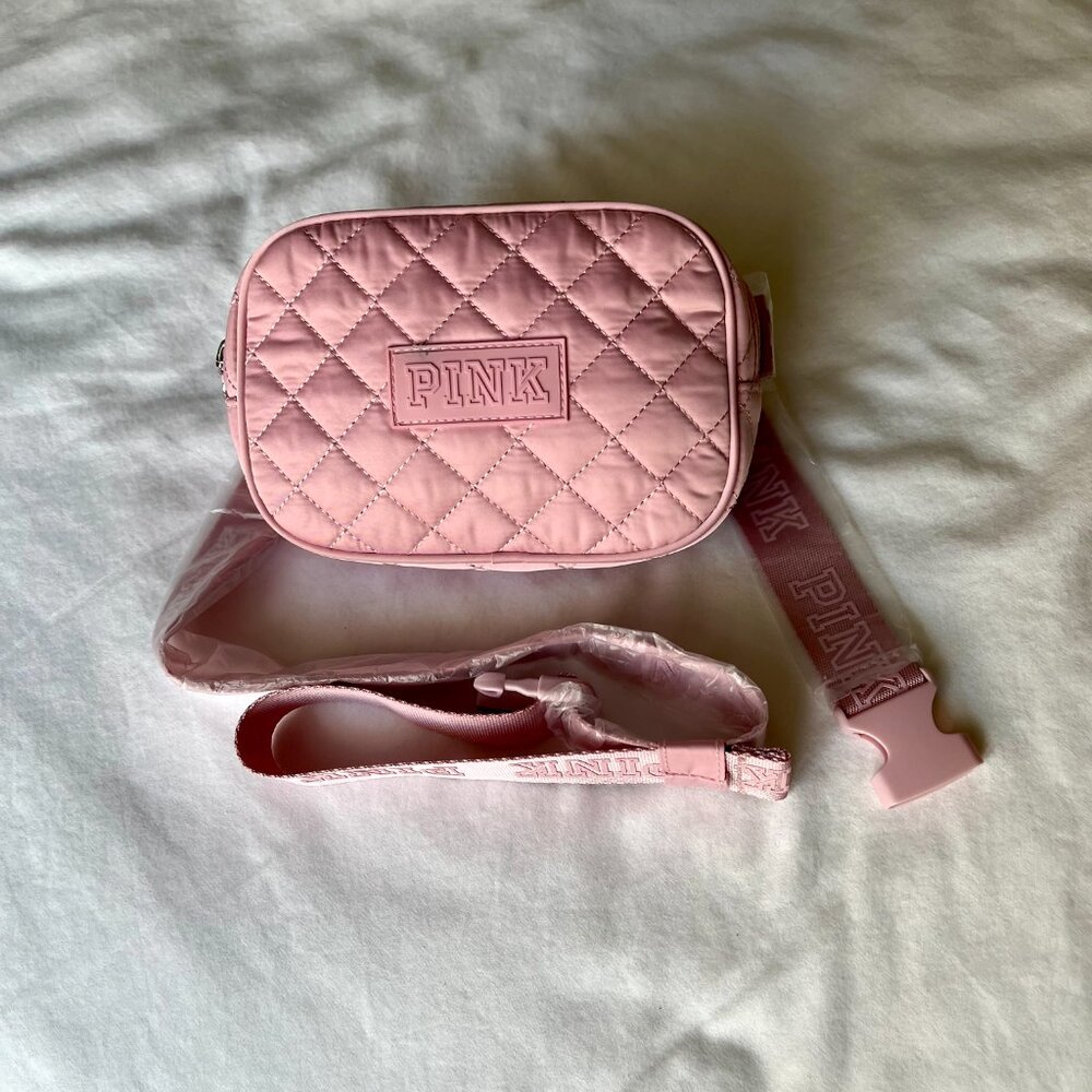 Pink Quilted Fanny Pack with Adjustable Strap